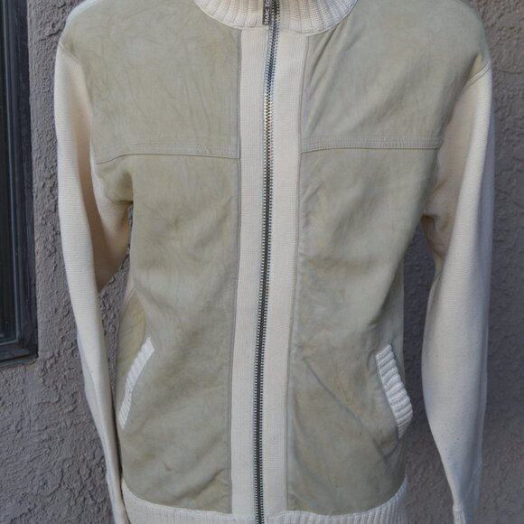 MARC ECKO MENS SUEDE BLEND FULL ZIP SWEATER- Beige color- $48.00 - Picture 8 of 13